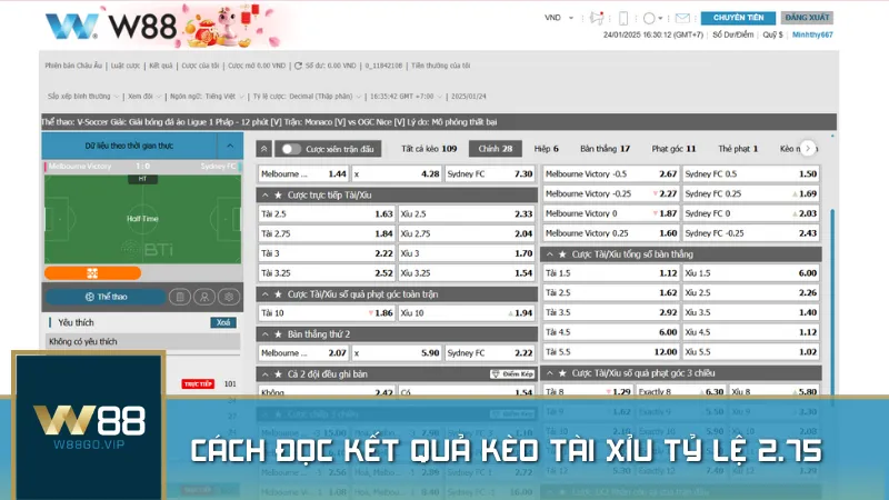 Cách đọc kết quả kèo tài xỉu tỷ lệ 2.75