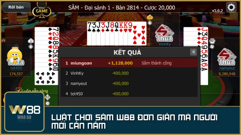 Hiểu rõ luật chơi Sâm tại W88 giúp bạn tự tin bước vào ván đấu và tránh bị phạt oan!